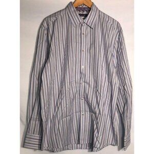 Zagiri‎ Shirt Mens XL Button Front Flip Cuff Purple Striped